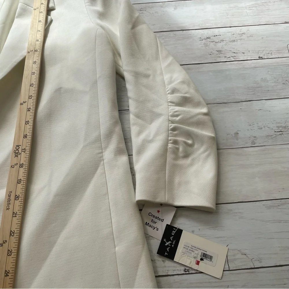 Tahari Asl Ruched Sleeve White Women Blazer Size 2 - Picture 6 of 11